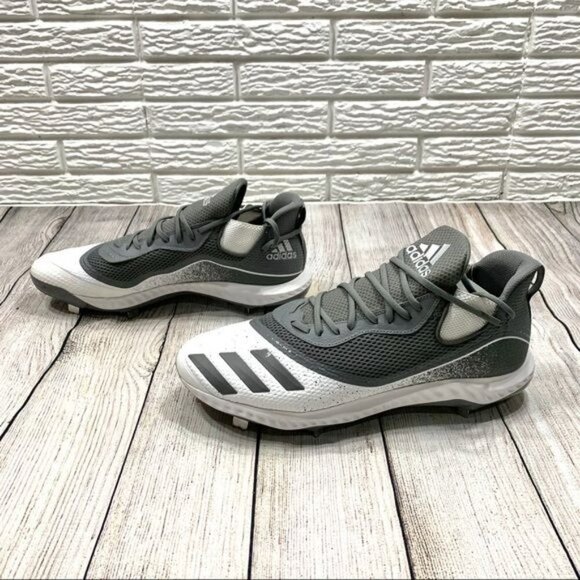 Adidas Grey & White Icon Bounce Baseball Cleats Size 17 main image 6